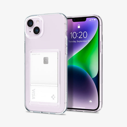 ACS04832 - iPhone 14 Pro Max Case Crystal Slot in crystal clear showing the back with card in slot